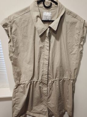 Celebrity Pink Beige Casual Romper with Button Front